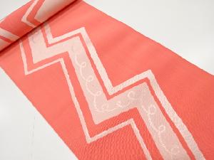 アンティーク　幾何学に線描き模様織り出し　八寸帯地反物